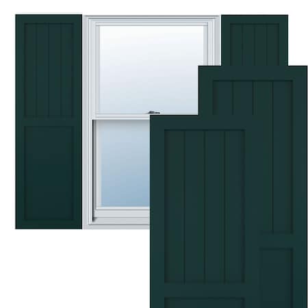 True Fit PVC Farmhouse/Flat Panel Combination Fixed Mount Shutters, Thermal Green, 12W X 60H